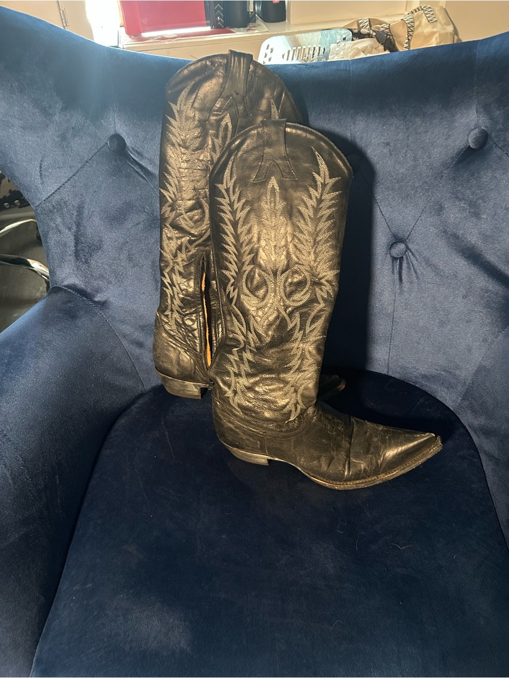 Old Gringo Black Embroidered Leather Cowboy Boots